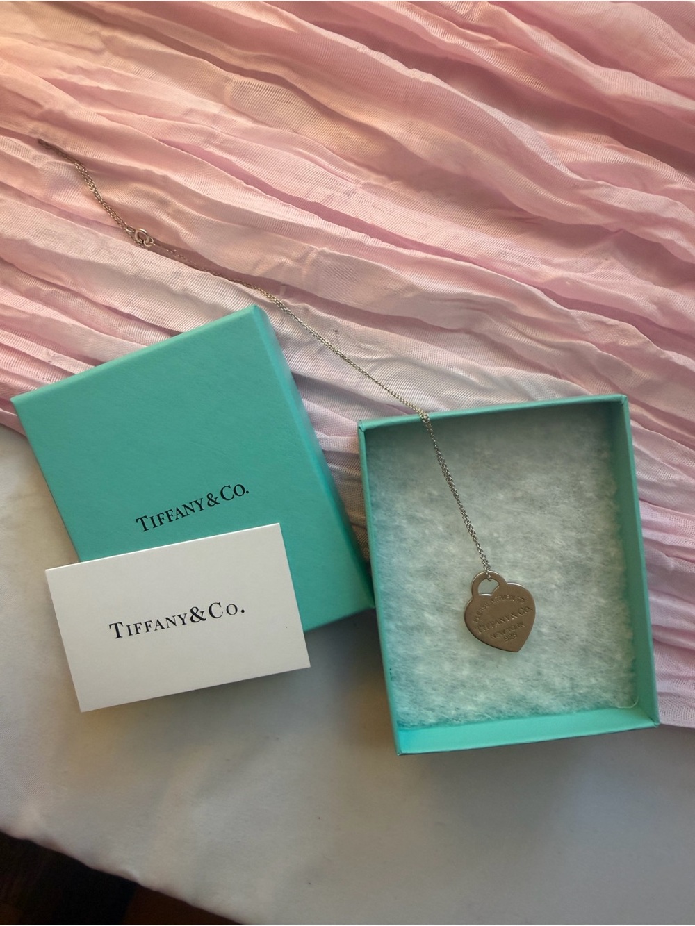 Return to Tiffany® Heart Tag Pendant in Silver, Medium with blue box